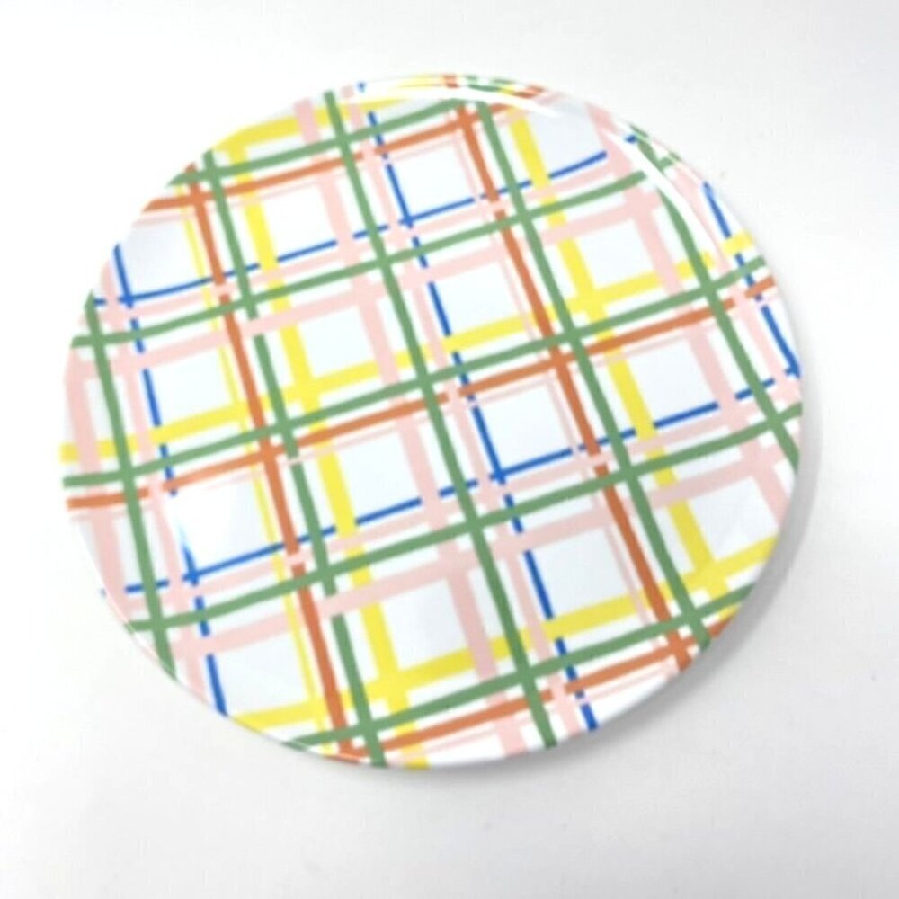 Target Room Essentials™ 10" Plaid Dinner Plate White Yellow Melamine